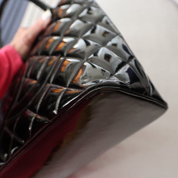 Chanel Black Patent  Quilted Leather Medallion Purse - Picture 7 of 16